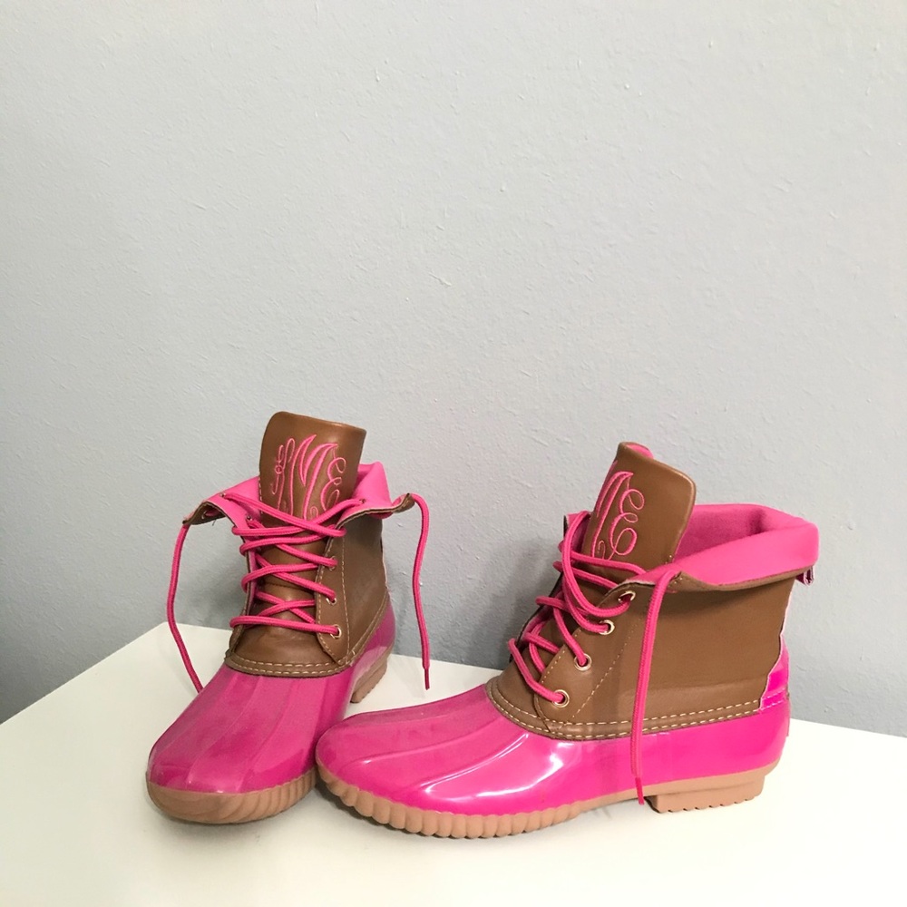 Avanti Monogrammed Pink Duck Boots